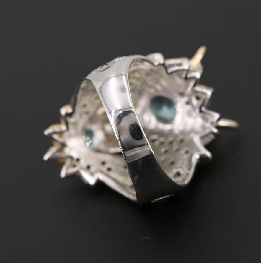 INUSUAL Circón Azul • Rubí • Diópsido Cromo Esterlina con ANILLO DRAGÓN Lavado en Oro Foto 4 de 4