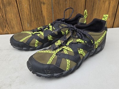 Merrell Vibram Hiking Shoes Mens Size 11 Black Green Mesh Trail Sneaker J48613