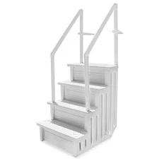 Above Ground Pool Ladder 32" In Step Non Slippery Step System With Handle White