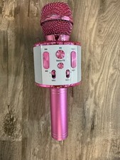 Pink Bluetooth Karaoke Microphone w Speaker Echo Voice FX Kids Adults Party