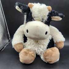 Warmies Cozy Plush Heatable Stuffed Animal Black  White Cow 10inch Seated