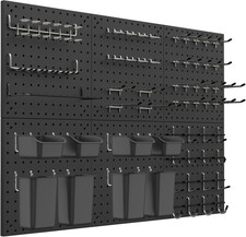 Metal Pegboard Wall Organizer Panels With Hooks Cups Storage Bins