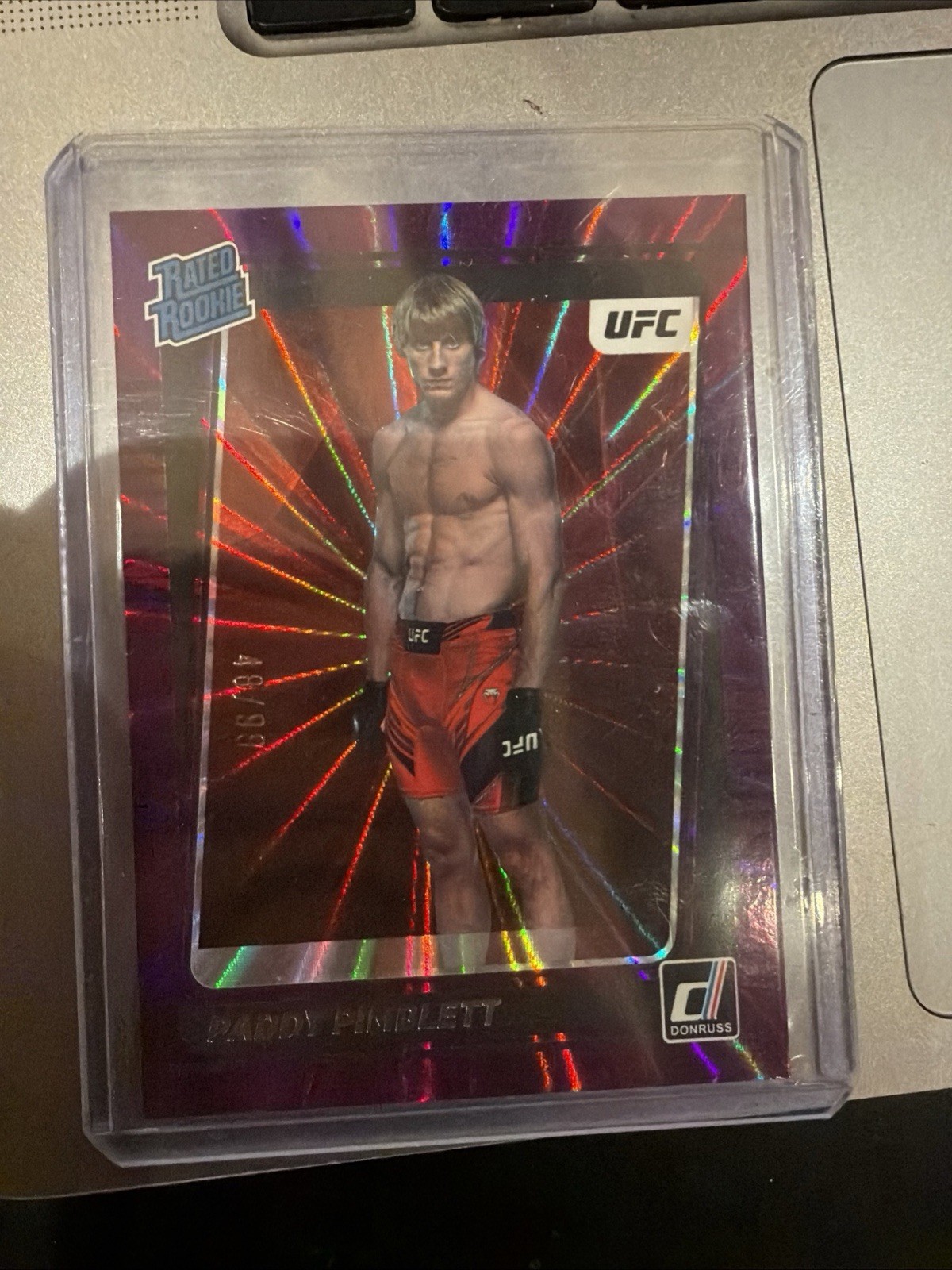 2022 Donruss UFC - Rated Rookie Paddy Pimblett #207 Holo Purple Laser /99 (RC)