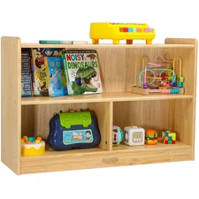 Montessori Shelf, Toy Shelf for Kids, Kids Bookshelf, 2-Tier, 3-Section Woode...
