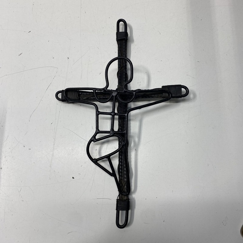 Handmade Jesus Cross Black Metal Rebar Religious Decor 16 Inch Wall Art