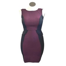 Womens Sheath Dress Plum Black Color Block Sleeveless Business Casual Size 2