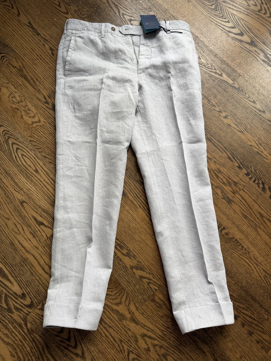 chinese dress ladies Daniele Alessandrini Size 34 Grey Twill Cotton Flat Front Dress Pants