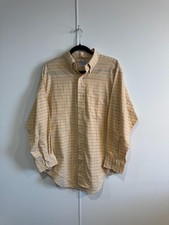 Vintage Kmart Shirt Mens Large Yellow Plaid Dress Permanent Press Japan 70s