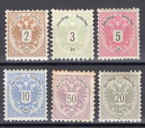 ÖSTERREICH, 1883 KAISERREICH, Ank. 44-49b Satz! Postfrisch. SEHR SELTEN! 2.400.-
