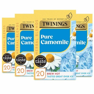 Twinings Pure Camomile Flavoured Tea 80 biologisch abbaubare Teebeutel (Multipack 4 x