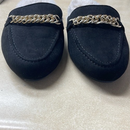 TORRID Black & Good Chain Fur Lined Suede Mules | Size 7 Wide Width NWOT - Picture 6 of 11
