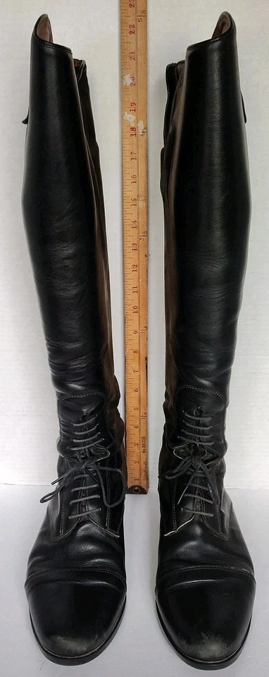 Ariat Equestrian Riding Boots 9.5 Tall Height Full Calf Black Lace Up Pull On  - Image 3 of 4