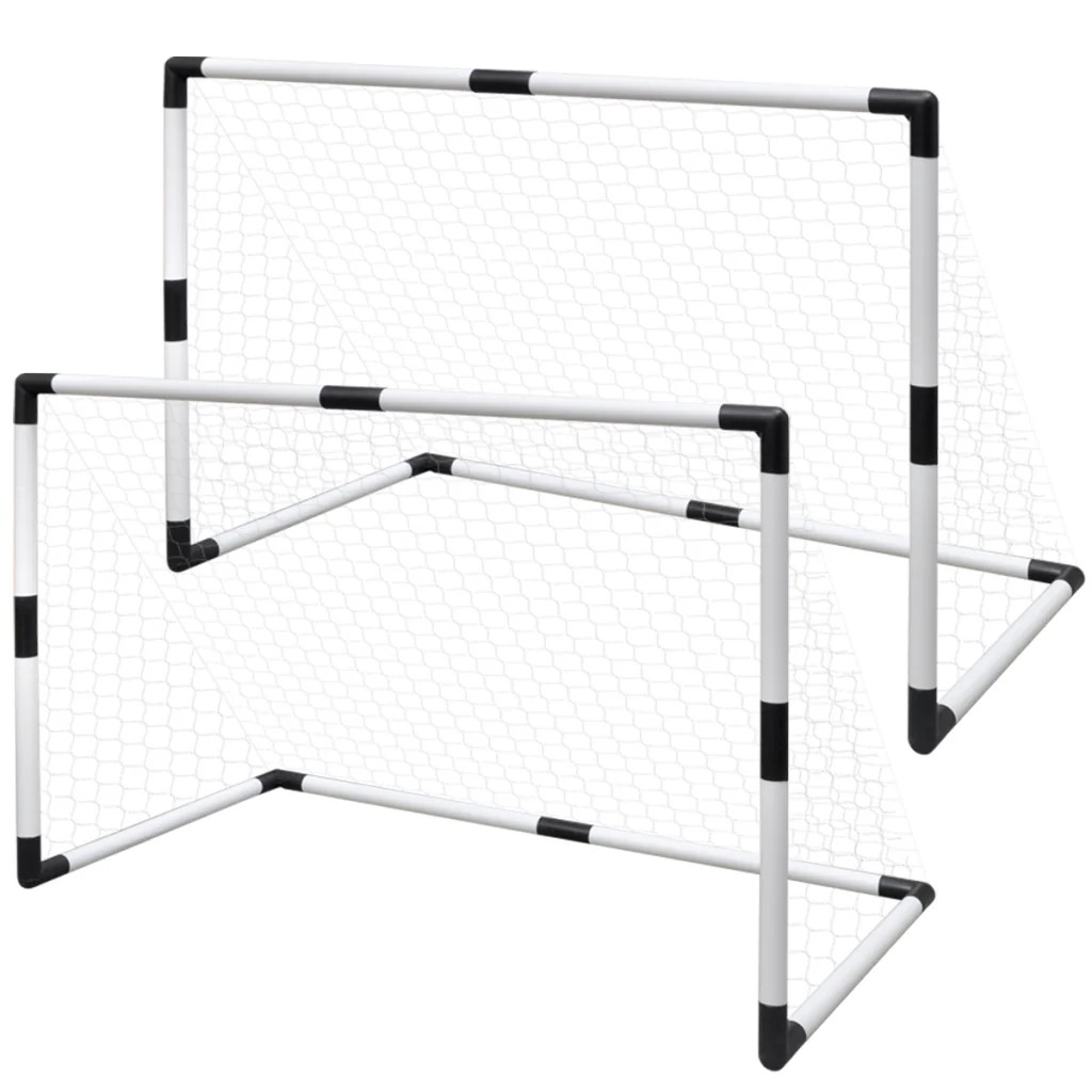 But de football avec filet Helloshop26 cage foot de jardin blanche 180x120 cm