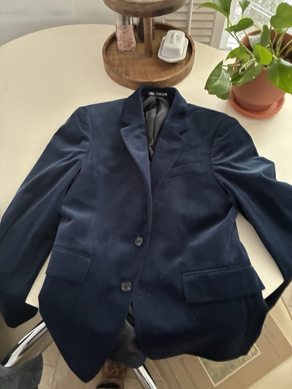 Blue Velvet Zara Men’s Blazer 36 2 button Jacket