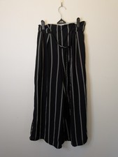 Sienna Sky Blk White Striped Wide Leg Paperbag Pants Boho Size Small