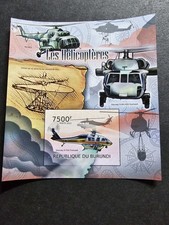 TIMBRE BURUNDI  LES HÉLICOPTÈRES AVIATION AVIONS NEUF ** LUXE MNH 2012