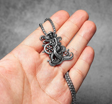 Mermaid Captain Ship Wheel Pendant Necklace Nautical Mythic Men Women Jewellery