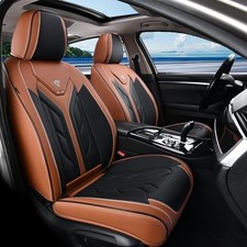 Seat Covers, Car Seat Covers Seats, Leather Seat Covers for Front Black Brown