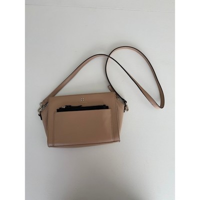 Kate Spade Beige Black Hadley Street Adelia 100% LEATHER Crossbody Messenger Bag