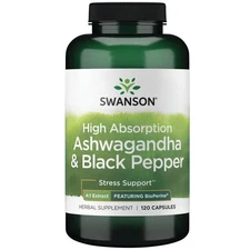 Swanson High Absorption Ashwagandha & Black Pepper - Featuring Bioperine