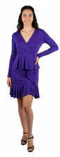 Roberto Cavalli Royal Purple Peplum Long Sleeve Cocktail Wrap Dress 38IT-4US