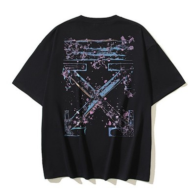 OFF-WHITE Heavyweight Cotton Short-Sleeve T-Shirt with Watercolor Arrow Print