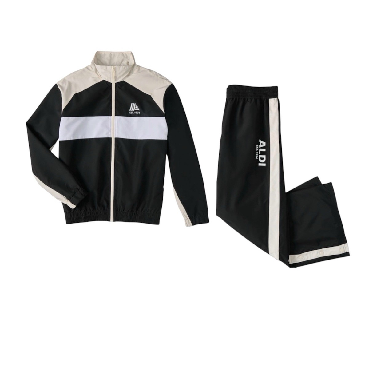 ジャケット・アウター Acy TRACK PULLOVER SHIRTS/PANTS Aldi Gear Tracksuit Set M Windbreaker Jacket Pants Black White