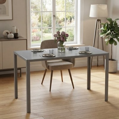 Stilvoller rechteckiger Esstisch 120 cm für 4 Personen - Hartglas & Metalloberfläche