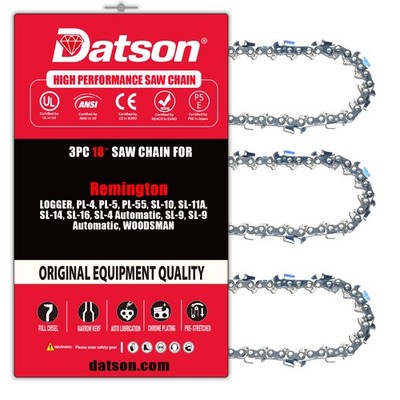 3PCS,18 Inch Chainsaw Chain FOR Remington : LOGGER, PL-4, PL-5. 3/8'' .050'' 66DL