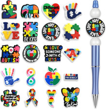 20 PCS Autism Focal Beads, Silicone Focal Beads for Pens Bulk, Focal Bead