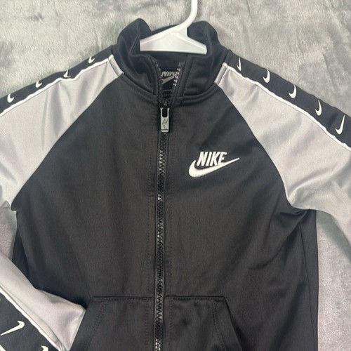 Nike Kids Black White Logo Athletic Track Full Zip Jacket Size 4T - Picture 2 of 7