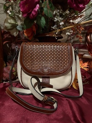Bally Crossbody Bag Women Brown Beige Woven Leather Shoulder Bag Satchel