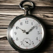 IWC Silver Hand Wound Vintage Antique Pocket Watch US TAX Included