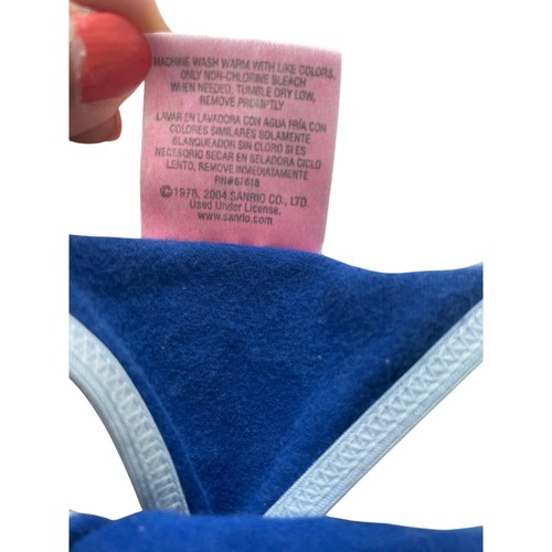 Y2K HELLO KITTY G-STRING PANTY BLUE SZ M CHEERY ON THE BACK KAWAII MADE 2004 - Bild 7 von 10