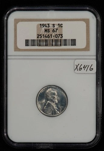 1943-S 1c Lincoln Wheat Steel Small Cent - NGC MS 67 - SKU-X6416