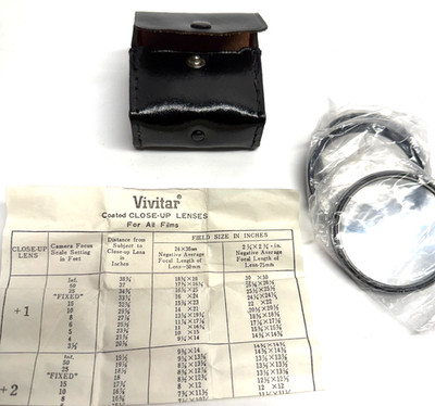 Vintage NOS VIVITAR Coated Close Up Lens Set 49mm No. 1, No. 2 & No. 3 w/ Case