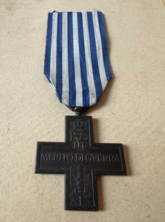 ITALIAN CROSS ON WAR MERIT V.E. III 1ST TYPE ROYAL ARMY ww1 IWW