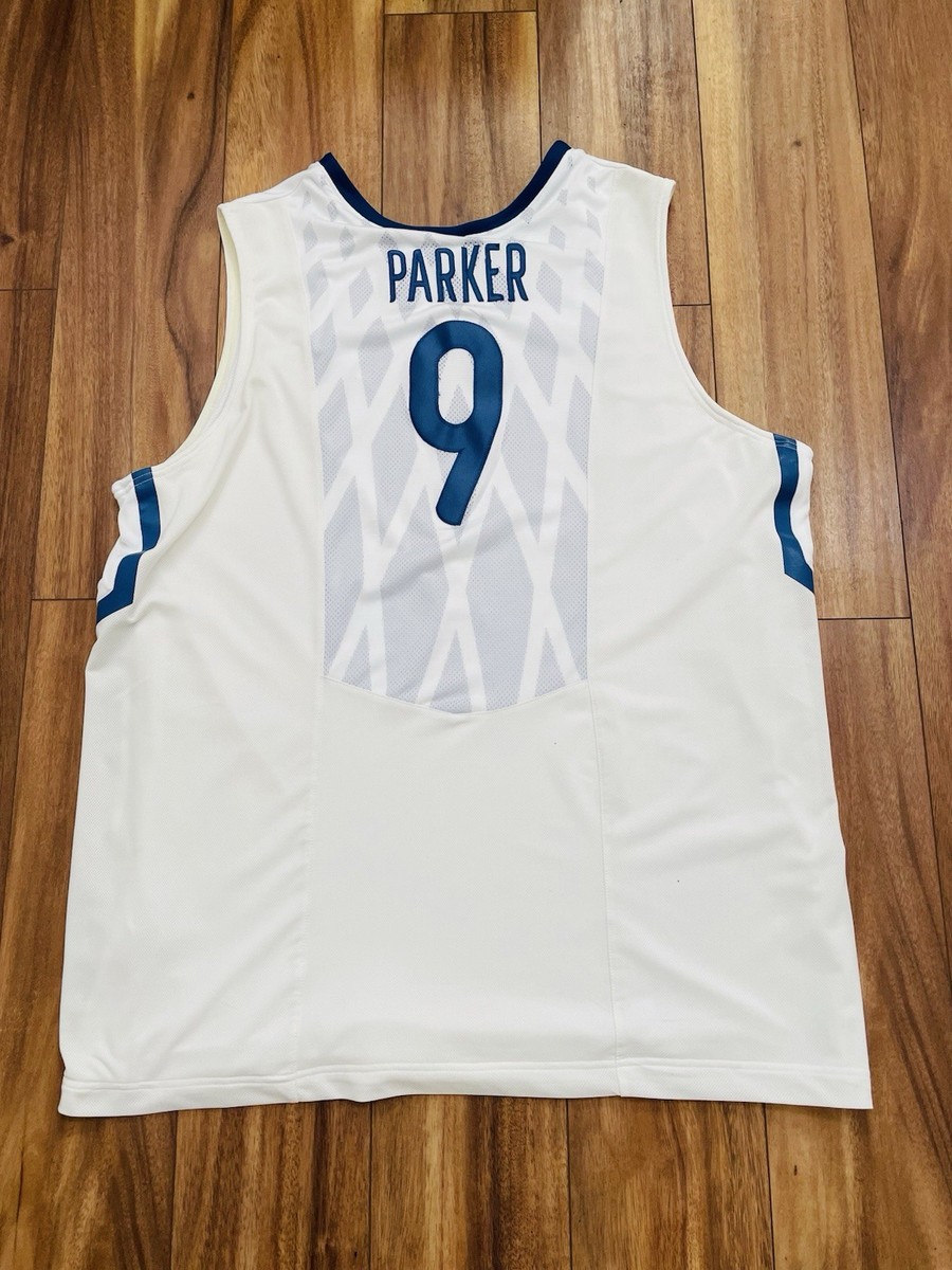 Nike Team France Basketball Tony Parker #9 FIBA Sewn White Jersey