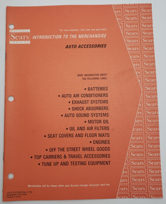 #ad #ad National Sears Training Introduction To The Merchandise Auto Accessories Manual $44.99