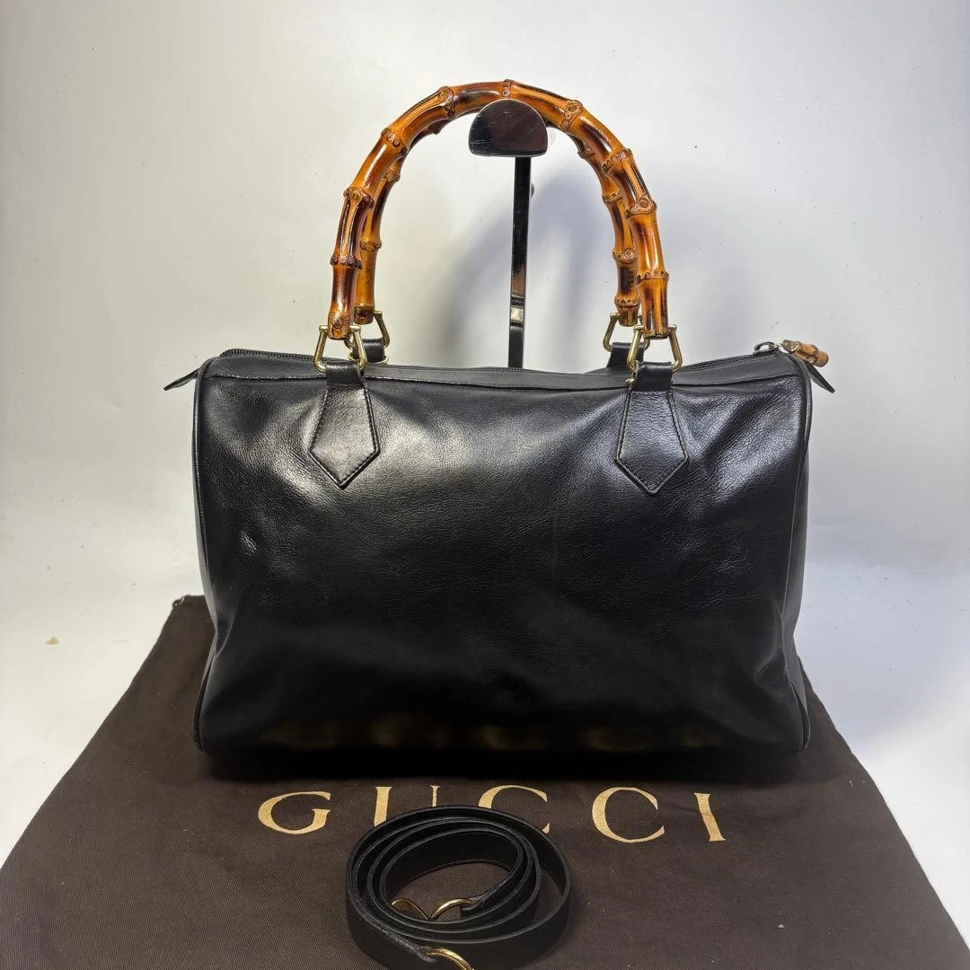 Rare GUCCI Bamboo 2WAY Boston Bag Handbag Large