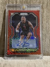 2020 Panini Prizm Football #387 Zack Baun Red Shimmer Auto /35 Rookie RC Eagles