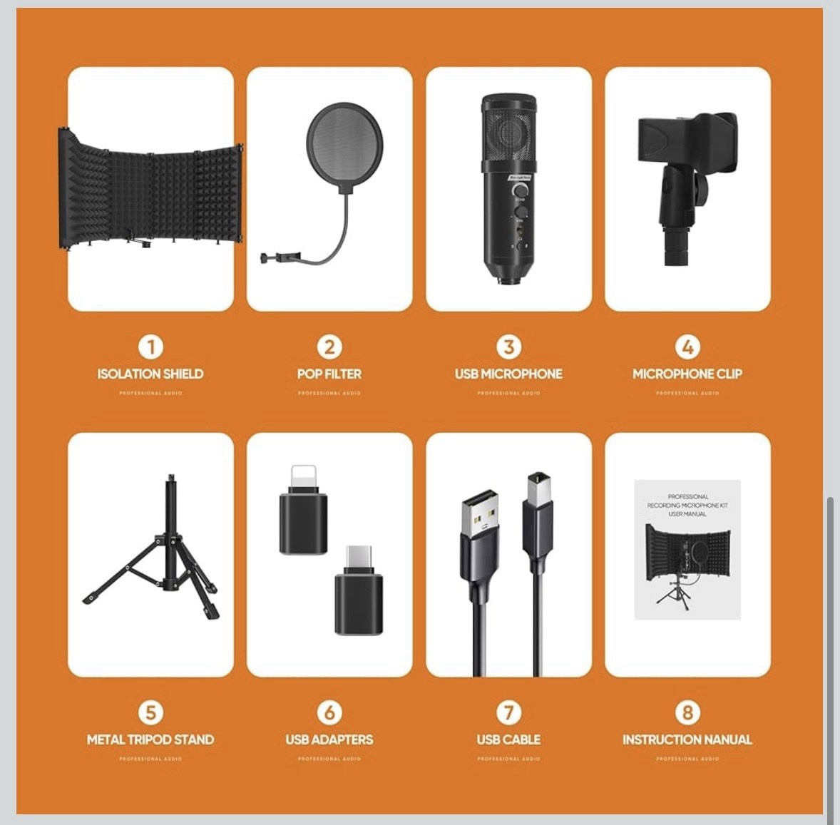 Studio Microphone Kit with Isolation Shield & Pop Filter - Condenser Mic for ...