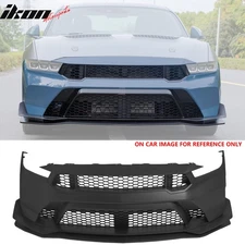 Fits 24-26 Ford Mustang Front Bumper Cover GTD Style Conversion Matte Black Lip