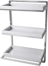 3 Tier Bathroom Shelf Towel 15.75" Wall Bar Removable Trays White & Chrome
