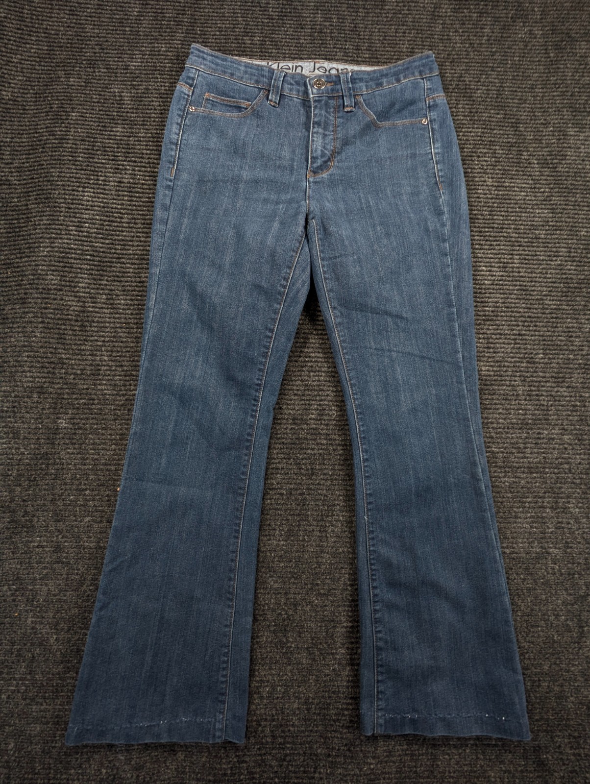 Womens 30 Blue Denim Cotton Stretch Mid Rise Logo
