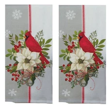 New Set of 2 Kay Dee Designs Winterberry Garden Poinsettia Cardinal Terry Towels