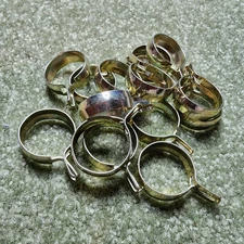 14 Newell Vintage Brass Plated 7/8" Clip-On Round Cafe Rings Curtain Drapery