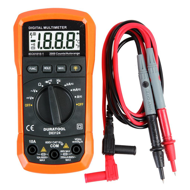 Duratool 600V AC/ DC Auto Ranging Digital Multimeter