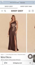 Birdy Grey Kira Shiny Satin Dress Satin Chocolate Brown Size M NWT Bridesmaid