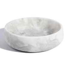 White Dog Bowl, Marble Dog Food Bowl, Non-Slip Water Dish Large, Heavy Duty P...